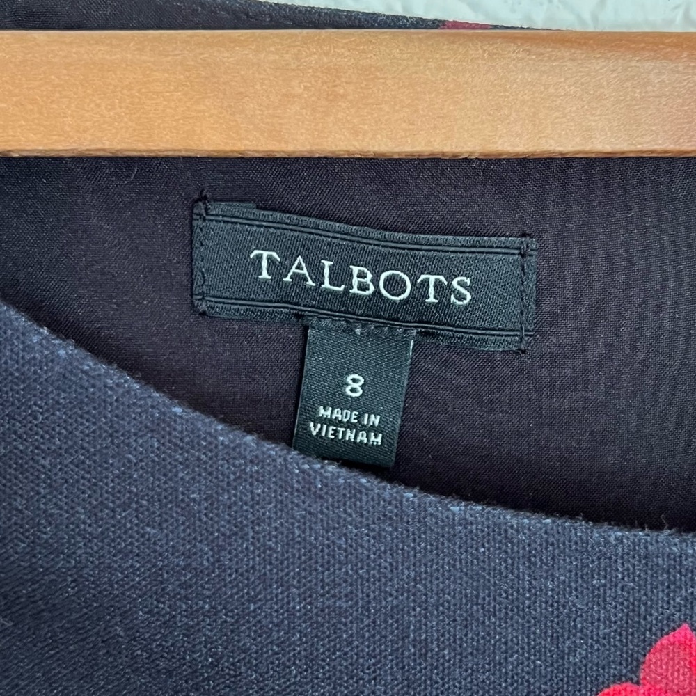 Womens Talbots Black Red Floral Dress Size 8 - Picture 4 of 5